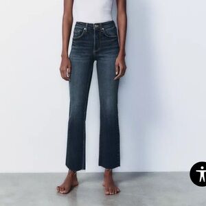 Zara high rise cropped flared jeans